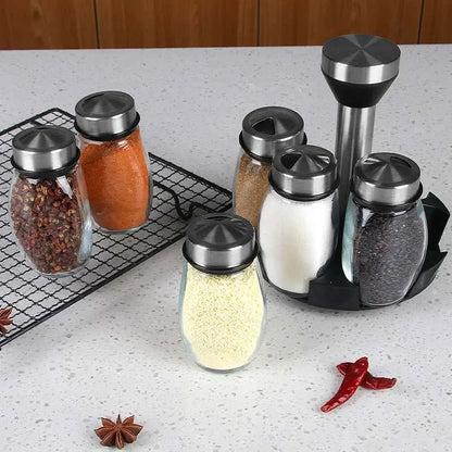 Glass Spice Jar Set with Rack